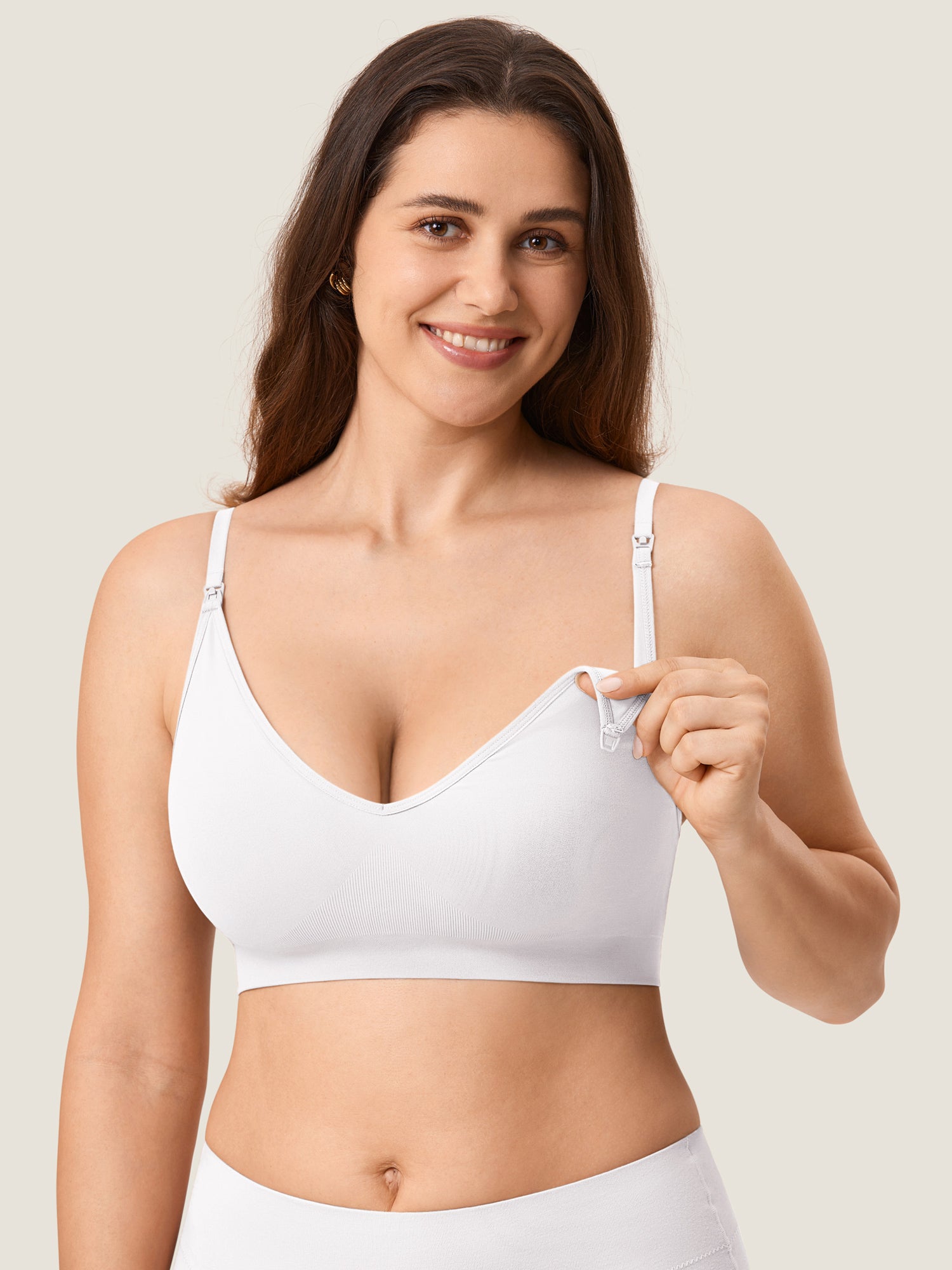 MOMANDA Women's Seamless Soft Knit Nursing Bra Iceland White