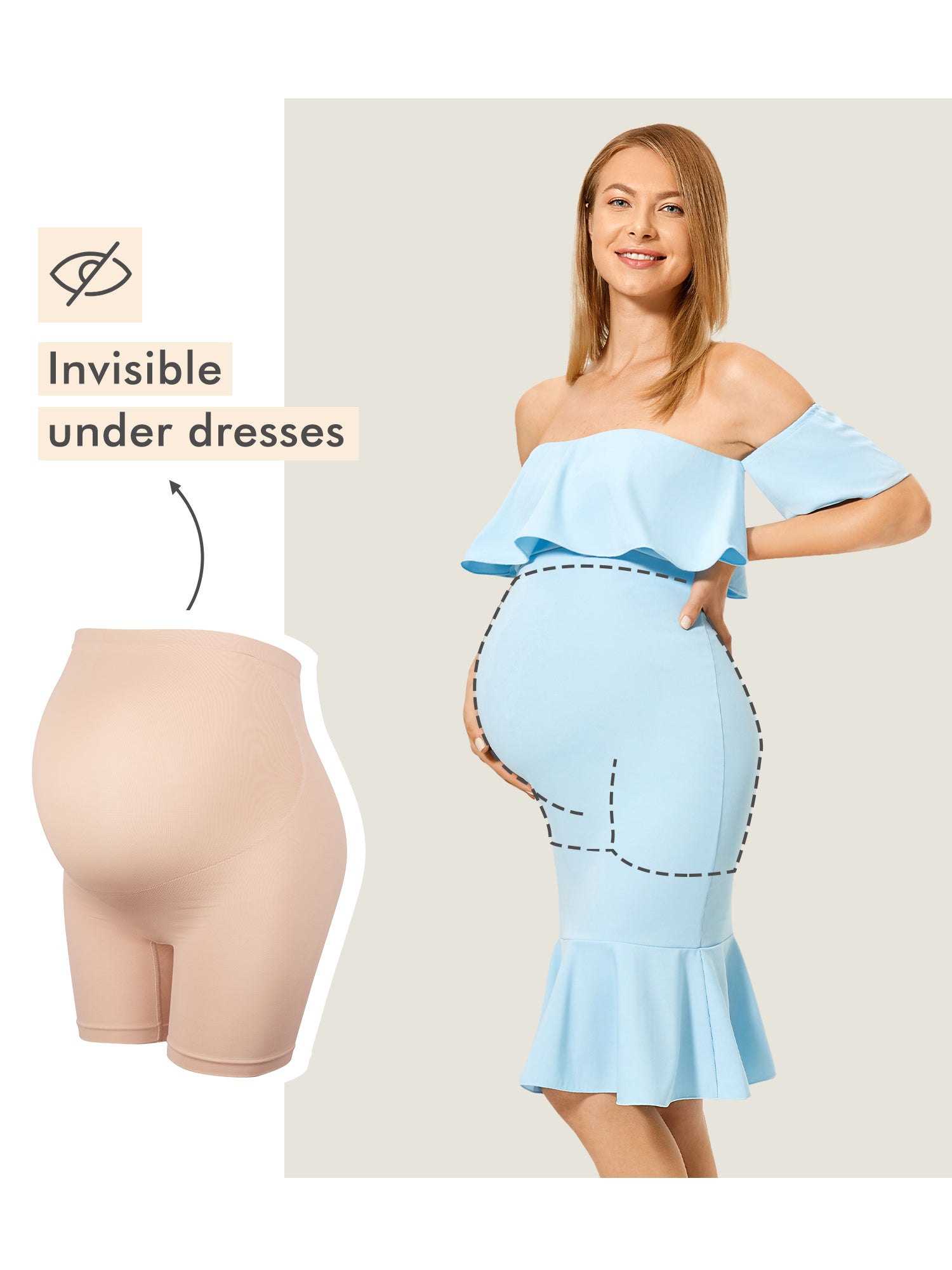 MOMANDA Women's High Waist Shapewear Maternity Shorts|Seamless Cashew